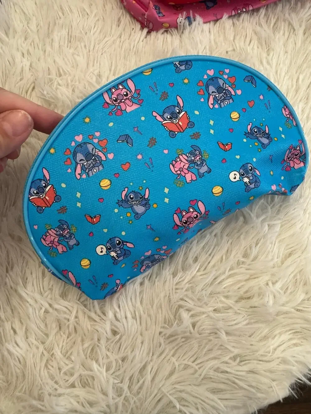 Stitch and Angel  make up bag pencil case zipper blue cute